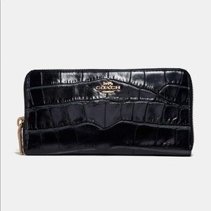 Coach Croc Embossed Accordion Zip Wallet